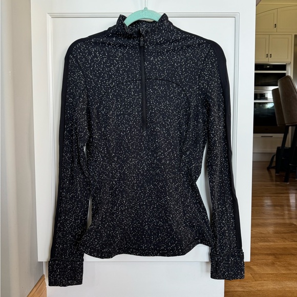 LULULEMON Run Briskly 1/2 Zip Pullover Black & White Rulu Size 8 - Picture 4 of 7